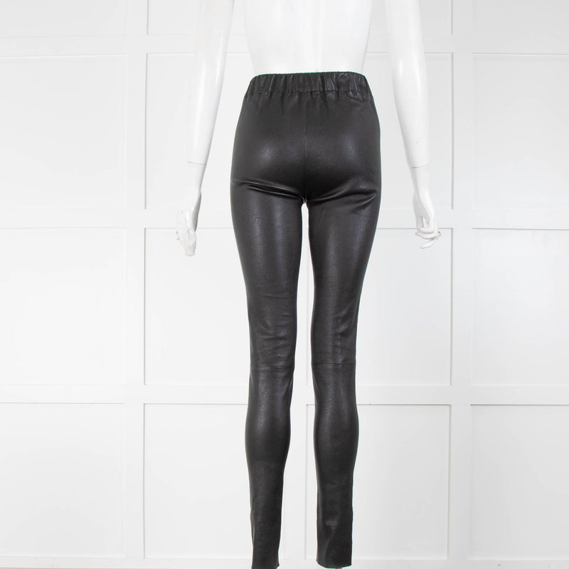Max & Moi Paris Black Lambskin Leggings