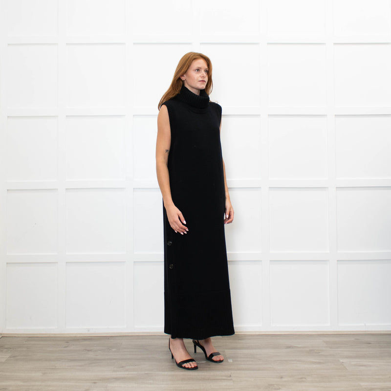 Me + Em Black Knitted Midi Dress with Detachable Neck