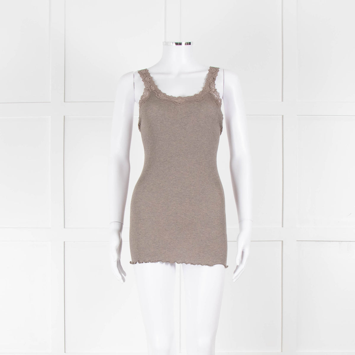 Rosemunde Brown Ribbed Lace Vest