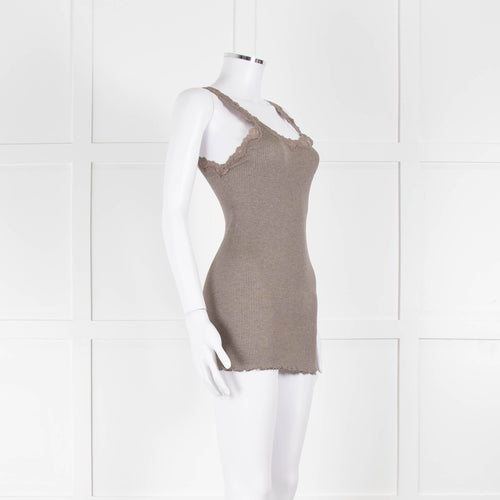 Rosemunde Brown Ribbed Lace Vest