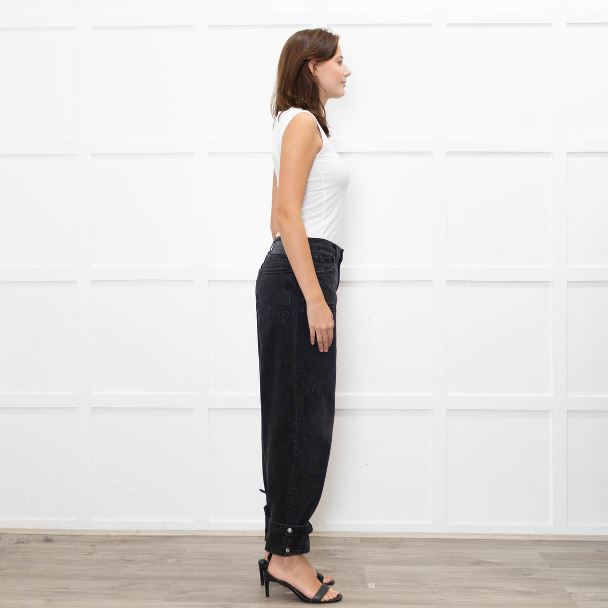 Pinko Black Distressed Denim Tie-Up Detail Jeans