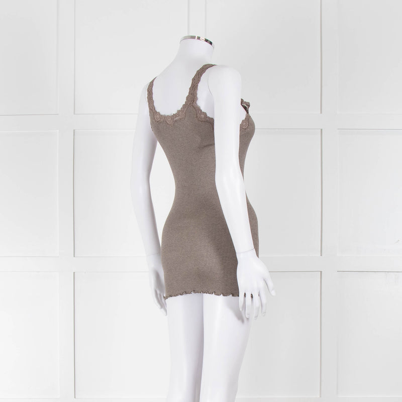 Rosemunde Brown Ribbed Lace Vest
