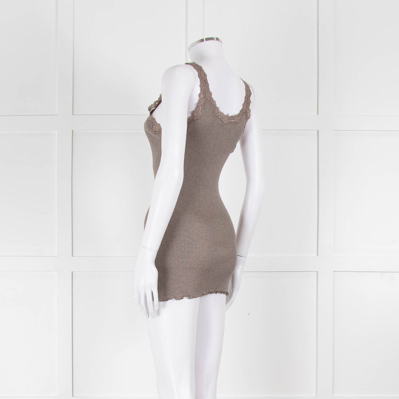 Rosemunde Brown Ribbed Lace Vest
