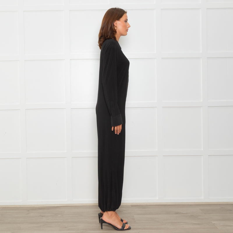 Norma Kamali Black Stretch Collared Jumpsuit