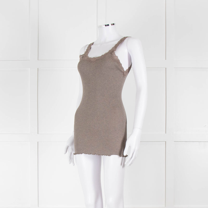 Rosemunde Brown Ribbed Lace Vest