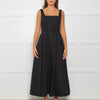 Sportmax Faida Black Square Scoop Neck Pleated Maxi Dress