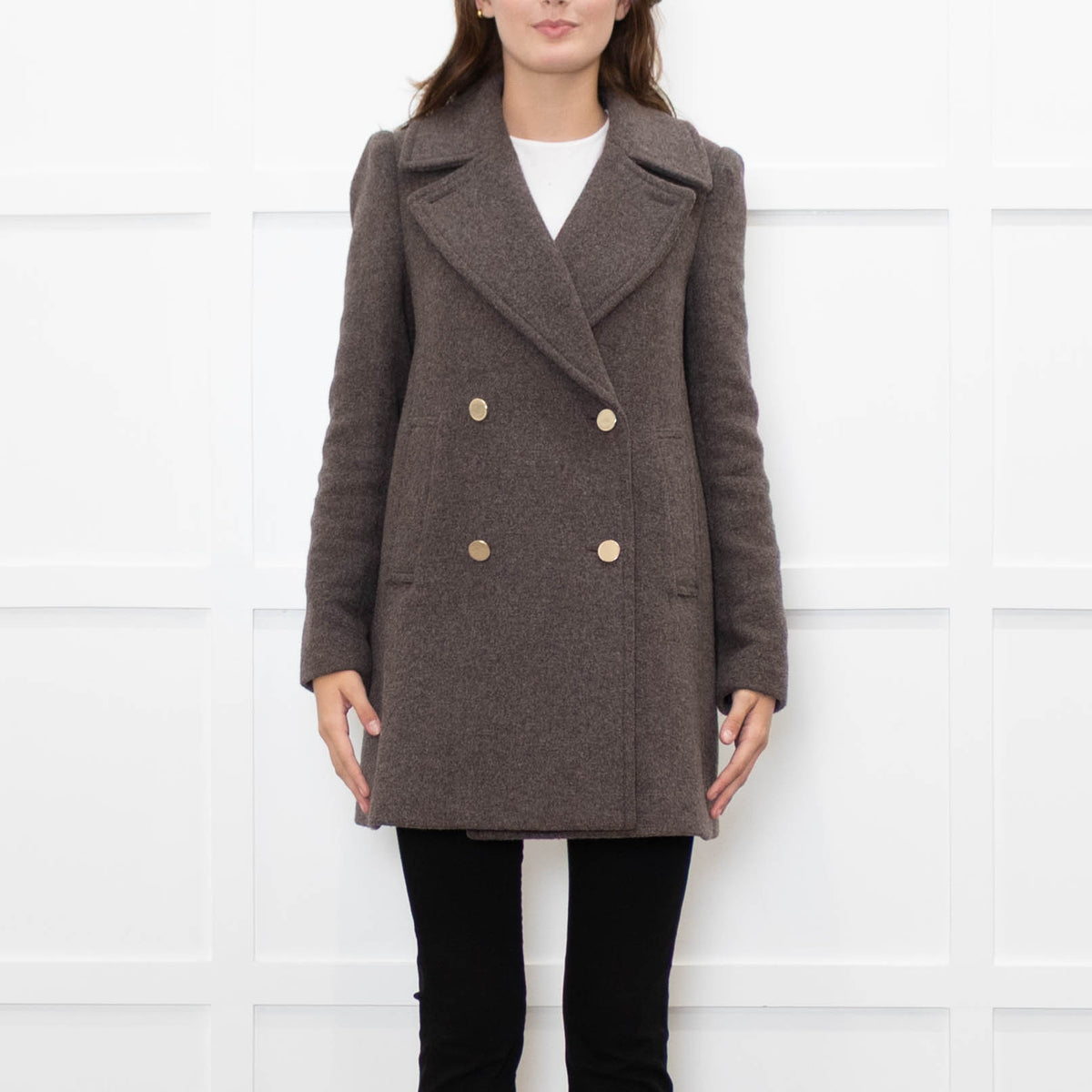 Club Monaco Brown Double Breasted Pea Coat