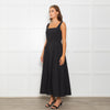 Sportmax Faida Black Square Scoop Neck Pleated Maxi Dress