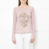 Zadig & Voltaire Deluxe Pink Cashmere Jumper With Diamante Skull