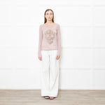 Zadig & Voltaire Deluxe Pink Cashmere Jumper With Diamante Skull