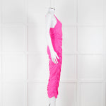 Solace London Neon Pink Stretch One Shoulder Dress