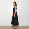 Sportmax Faida Black Square Scoop Neck Pleated Maxi Dress