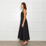 Sportmax Faida Black Square Scoop Neck Pleated Maxi Dress