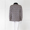 Sandro Navy Quilted Logo Jacket With Velvet Collar