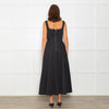 Sportmax Faida Black Square Scoop Neck Pleated Maxi Dress