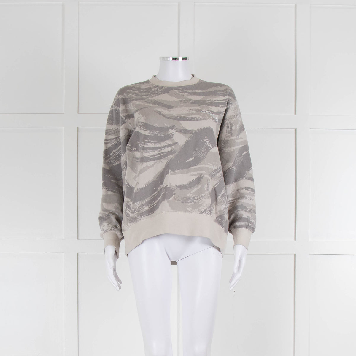 Moncler Grey Print Zip Detail Sleeve Sweatshirt