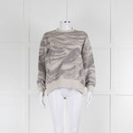 Moncler Grey Print Zip Detail Sleeve Sweatshirt