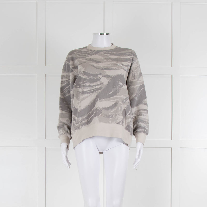 Moncler Grey Print Zip Detail Sleeve Sweatshirt