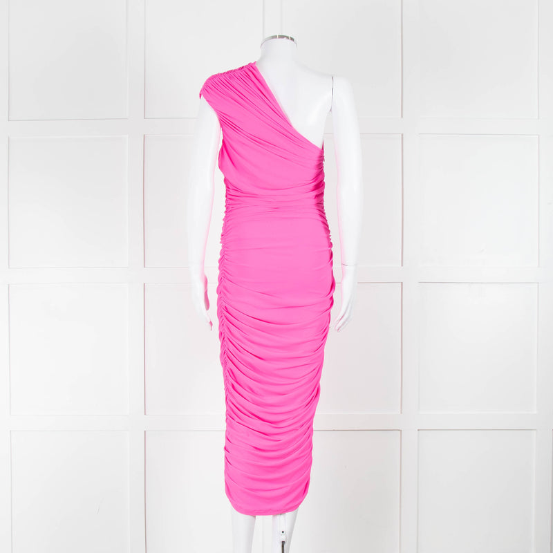 Solace London Neon Pink Stretch One Shoulder Dress