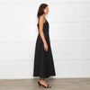 Sportmax Faida Black Square Scoop Neck Pleated Maxi Dress
