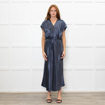Vince Petrol Blue Sleeveless Maxi Dress With Strng Belt