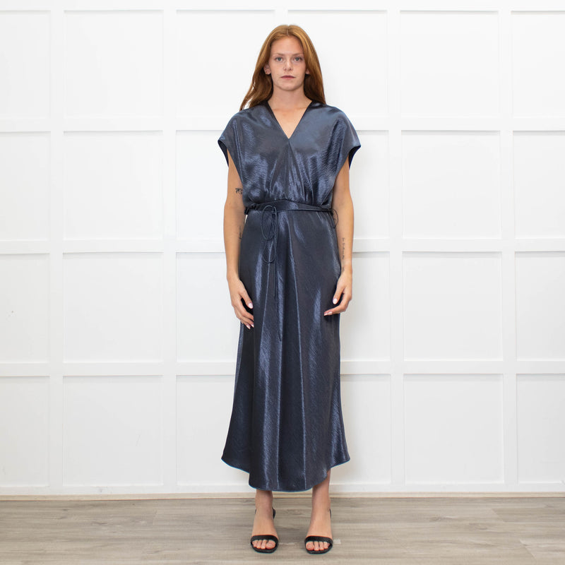 Vince Petrol Blue Sleeveless Maxi Dress With Strng Belt