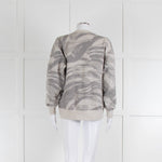 Moncler Grey Print Zip Detail Sleeve Sweatshirt