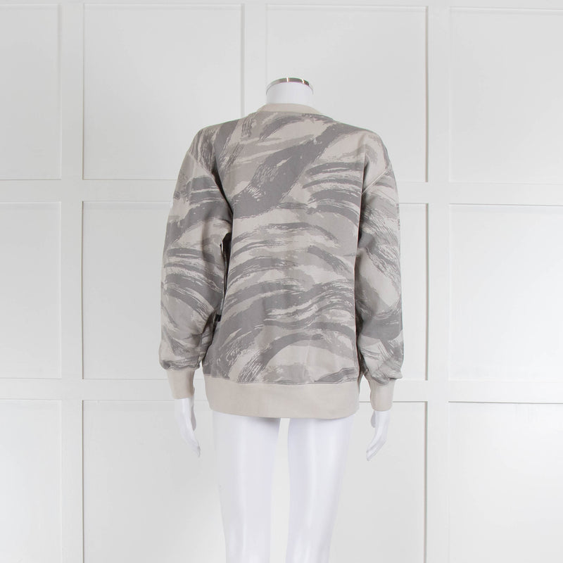 Moncler Grey Print Zip Detail Sleeve Sweatshirt