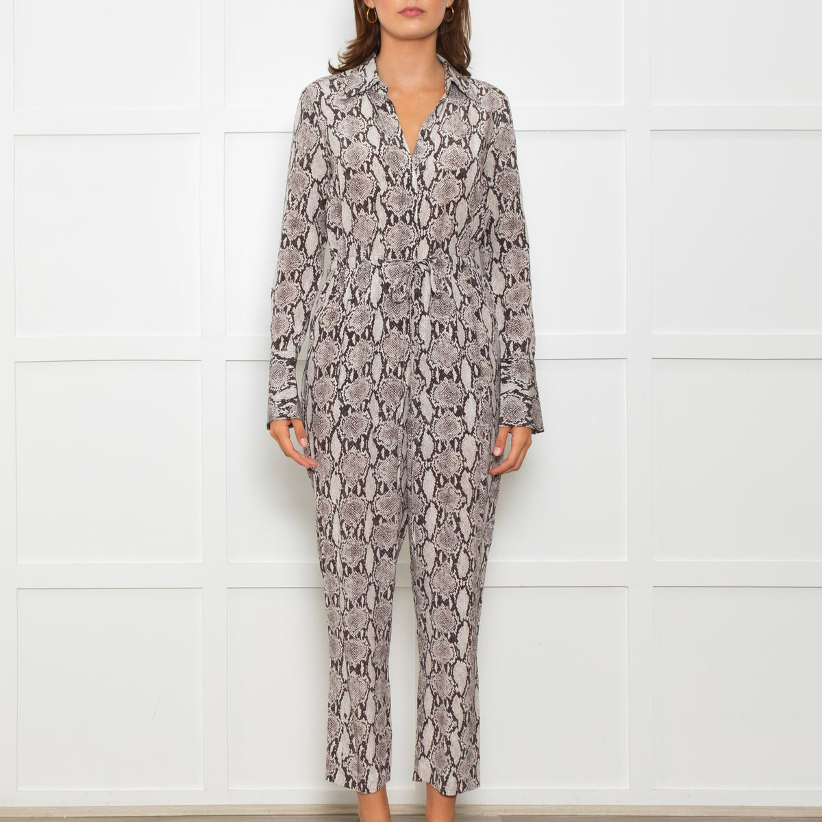 A.L.C Snake Print Jumpsuit with Drawstring Waist