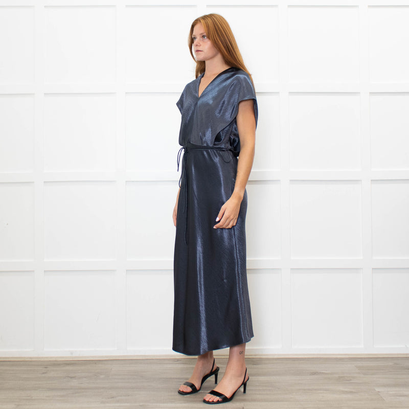 Vince Petrol Blue Sleeveless Maxi Dress With Strng Belt