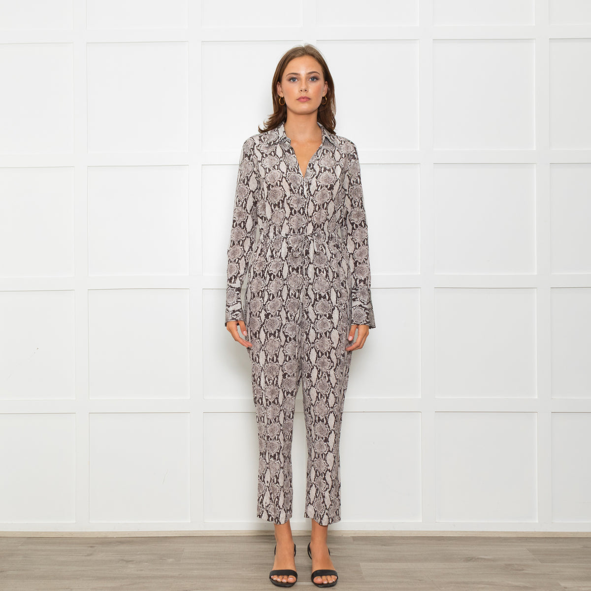 A.L.C Snake Print Jumpsuit with Drawstring Waist