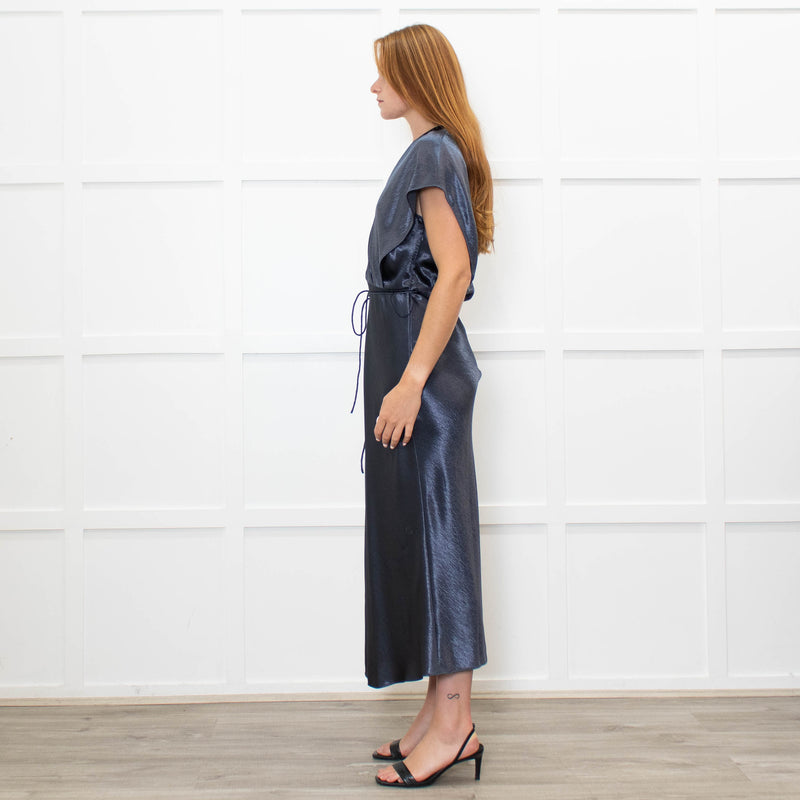Vince Petrol Blue Sleeveless Maxi Dress With Strng Belt