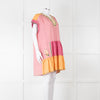 Saloni Pink Linen Tunic Mini Dress with Embroidery