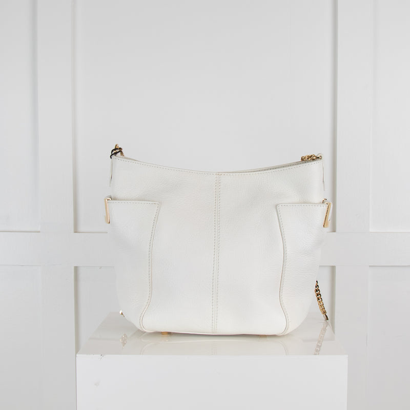 Jimmy Choo White Calfskin Gold Hardware Crossbody Bag