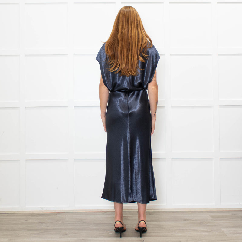 Vince Petrol Blue Sleeveless Maxi Dress With Strng Belt