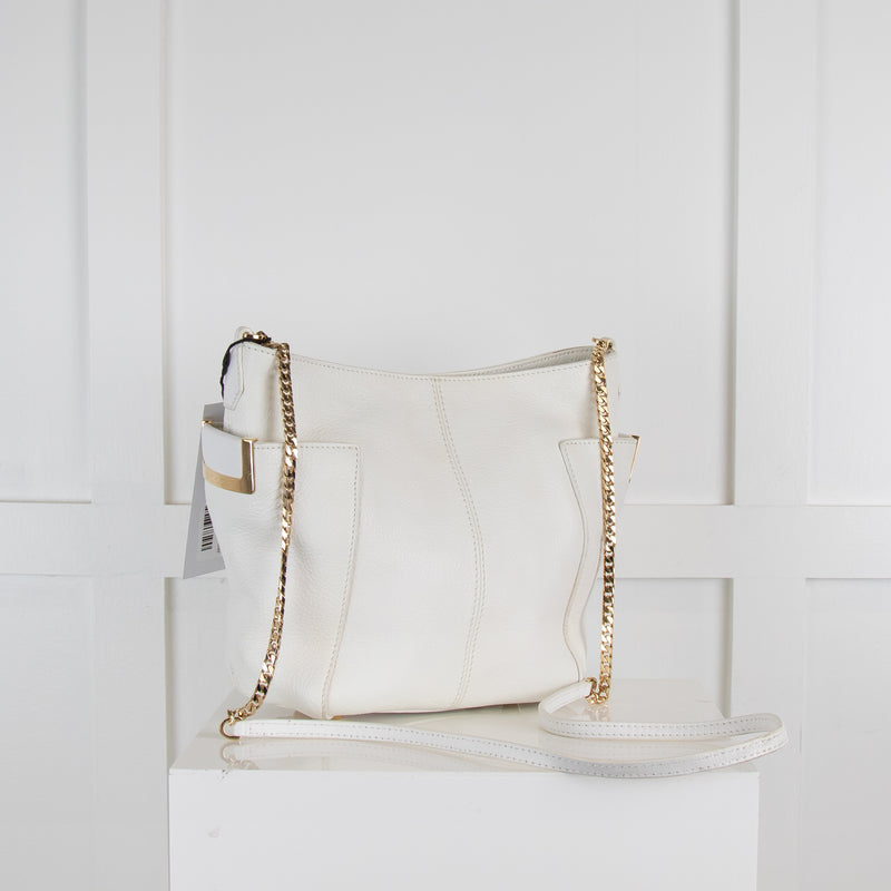 Jimmy Choo White Calfskin Gold Hardware Crossbody Bag