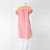 Saloni Pink Linen Tunic Mini Dress with Embroidery
