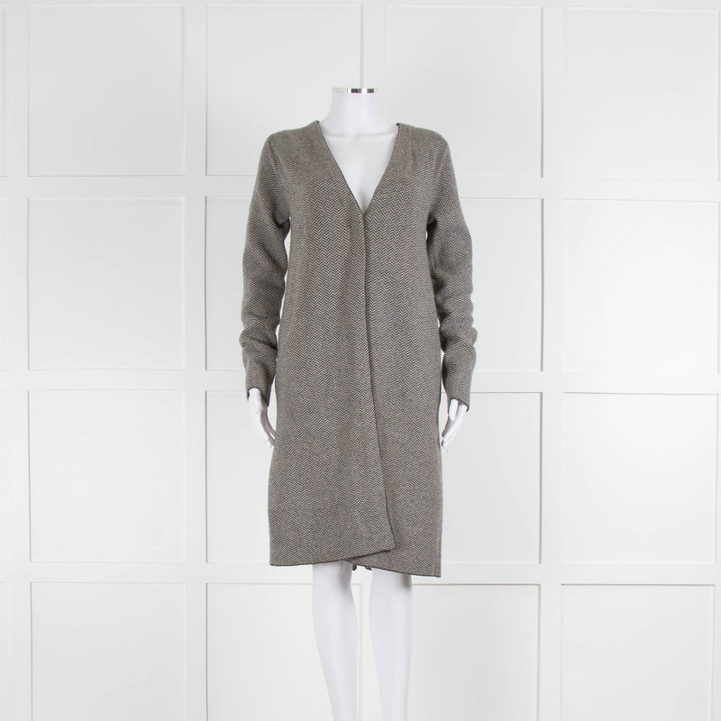 S Max Mara Grey Pattern Cashmere Blend Midi Cardigan
