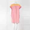 Saloni Pink Linen Tunic Mini Dress with Embroidery