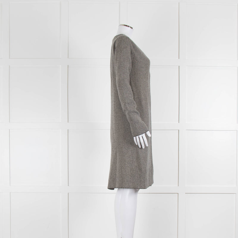 S Max Mara Grey Pattern Cashmere Blend Midi Cardigan