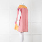 Saloni Pink Linen Tunic Mini Dress with Embroidery