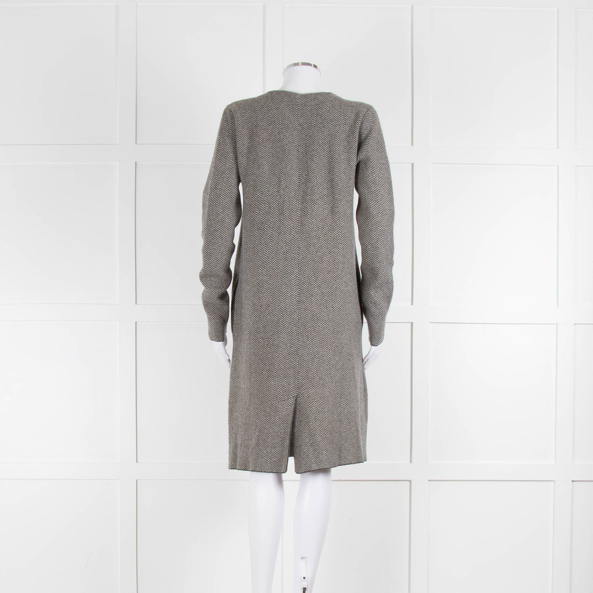 S Max Mara Grey Pattern Cashmere Blend Midi Cardigan