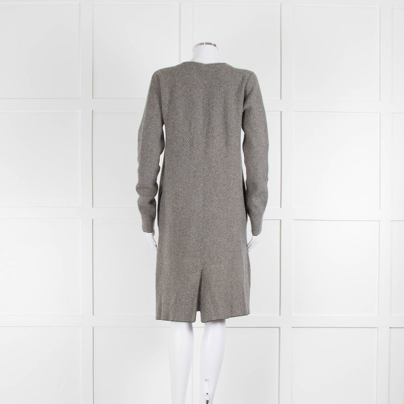 S Max Mara Grey Pattern Cashmere Blend Midi Cardigan