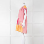 Saloni Pink Linen Tunic Mini Dress with Embroidery