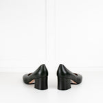 Gianvito Rossi Dark Green Round Toe Block Heel Shoes