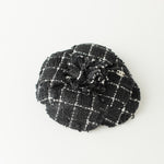 Chanel Black White Check Camellia Brooch