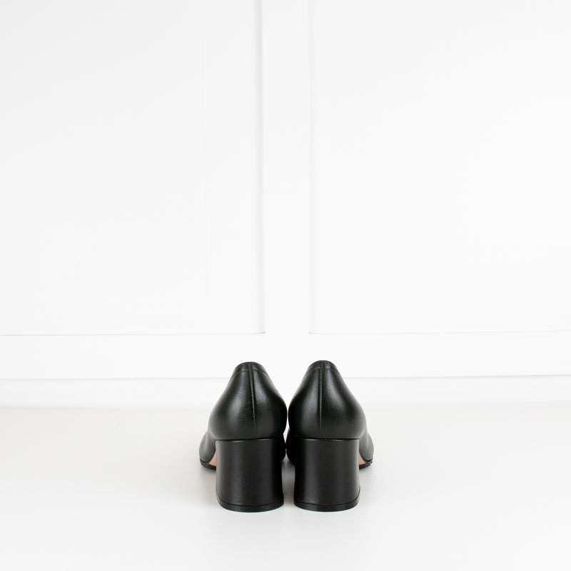 Gianvito Rossi Dark Green Round Toe Block Heel Shoes