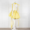 Alexander McQueen Yellow Gathered Faille V Neck Mini Dress