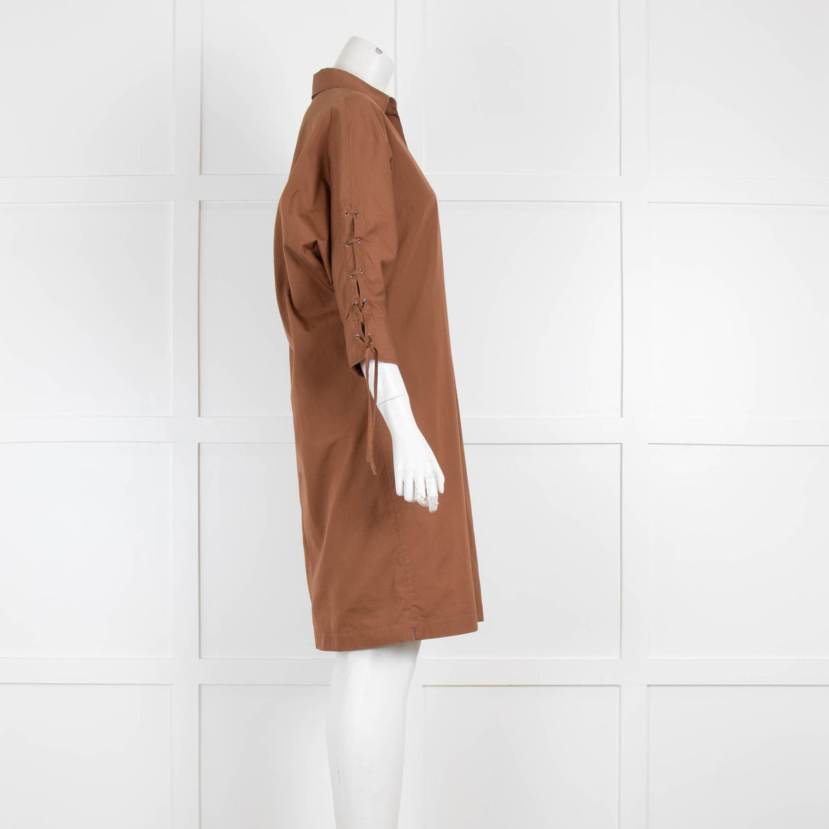Max Mara Brown Laced Sleeves Cotton Dress