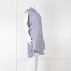 Sacai Blue And White Striped Cotton Dress With Pleated Back And Capped Sleeves